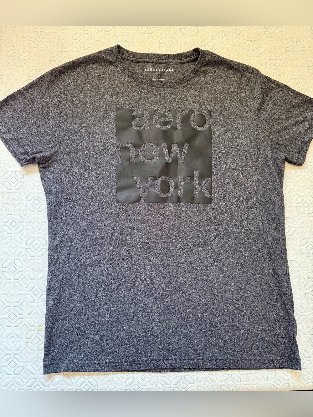 Aeropostale Men's Heather Charcoal Grey Short Sleeve Logo Tee